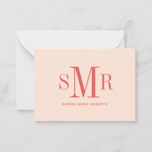Moderne drieletterige monogram initialen notitiekaartje (Voorkant)