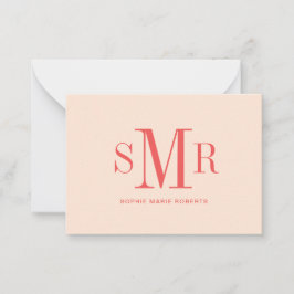 Moderne drieletterige monogram initialen notitiekaartje