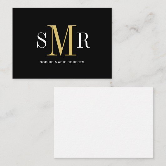 Moderne drieletterige monogram initialen notitiekaartje (Voorkant / Achterkant)