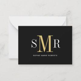 Moderne drieletterige monogram initialen notitiekaartje