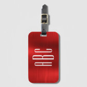 Moderne drieletterige monogram rode Folie Bagagelabel (Voorkant (verticaal))