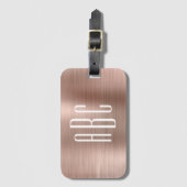 Moderne drieletterige monogram rose gouden folie bagagelabel (Voorkant (verticaal))