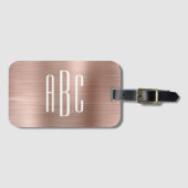 Moderne drieletterige monogram rose gouden folie bagagelabel (Voorkant (horizontaal))