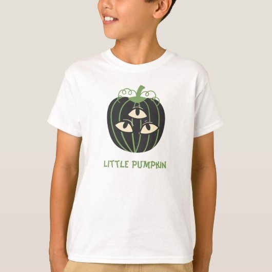 Moderne Drieoogige Pompoen Halloween T-shirt (Voorkant)