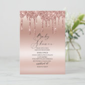 Moderne drifering Roos Gold Baby shower Kaart (Staand voorkant)