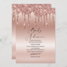 Moderne drifering Roos Gold Baby shower Kaart