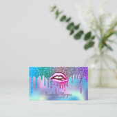 Moderne driftige holografische metalen druppelaars visitekaartje (Staand voorkant)