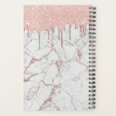 Moderne driftige Roos Gold en witte marmer Planner (Achterkant)