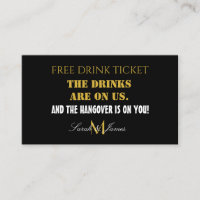 Moderne Drink met zwarte en gouden bruiloft Vouche