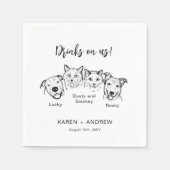 Moderne Drink op mij 4 huisdieren Hond bruiloft se Servet (Voorkant)