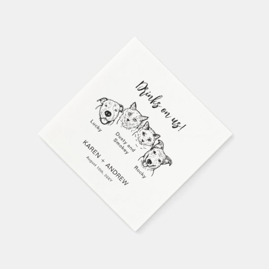 Moderne Drink op mij 4 huisdieren Hond bruiloft se Servet (Hoek)