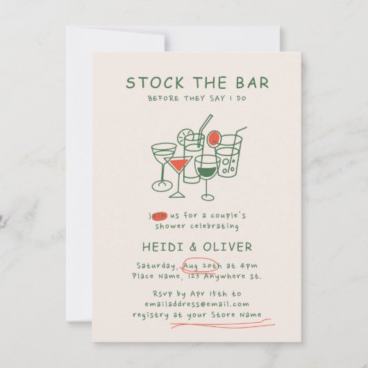 Moderne Drink schets Voorraad De Bar Couples Showe Kaart (Voorkant)