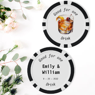 Moderne Drink Token Namen Datum Huwelijk