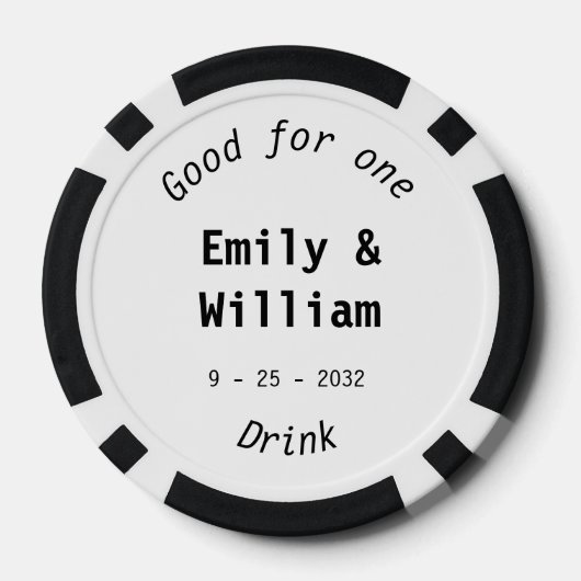 Moderne Drink Token Namen Datum Huwelijk (Achterkant)