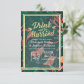 Moderne Drink voor bruiloft en Tropische bloemen z Kaart (Staand voorkant)