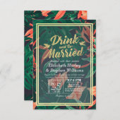 Moderne Drink voor bruiloft en Tropische bloemen z Kaart (Voorkant / Achterkant)