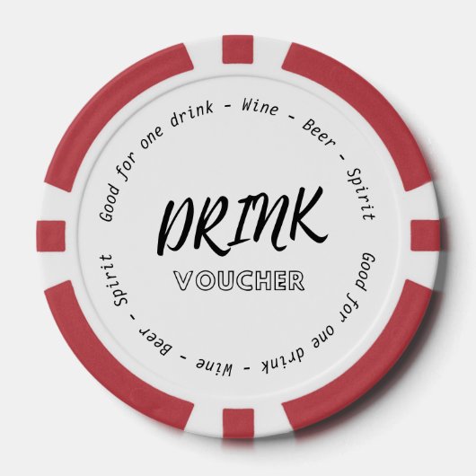 Moderne Drink Voucher Naam Datum Trouwen Poker Chips (Voorkant)