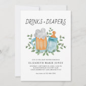 Moderne Drinken en luiers bier Baby shower Kaart (Voorkant)
