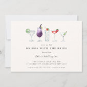 Moderne Drinken met de Bride Waterverf Cocktails Kaart (Voorkant)