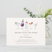 Moderne Drinken met de Bride Waterverf Cocktails Kaart (Staand voorkant)