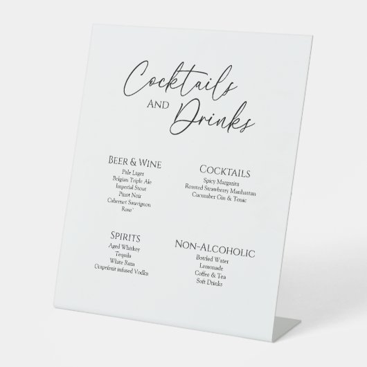 Moderne Drinken met klassieke bruiloft Reclamebord Met Voetstuk (Voorkant)