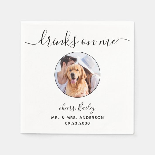 Moderne Drinken op me Aangepast fotoweddenschap Servet (Voorkant)