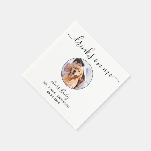 Moderne Drinken op me Aangepast fotoweddenschap Servet (Hoek)