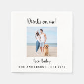 Moderne Drinken op me Dog Foto Pet Wedding Servet (Voorkant)