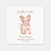 Moderne Drinken op me Franse bulldog Roos bruiloft Servet (Voorkant)