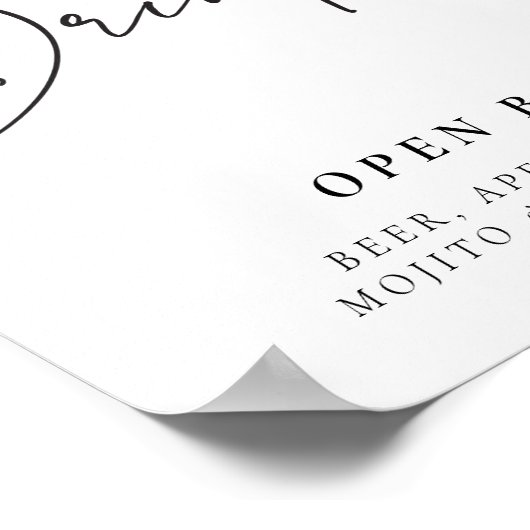 Moderne Drinken Open Bar Sign Vrijgezellenfeest Poster (Hoek)