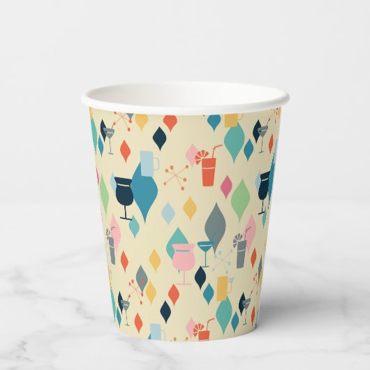 Moderne Drinken uit de midden van de eeuw Papieren Bekers (Achterkant)