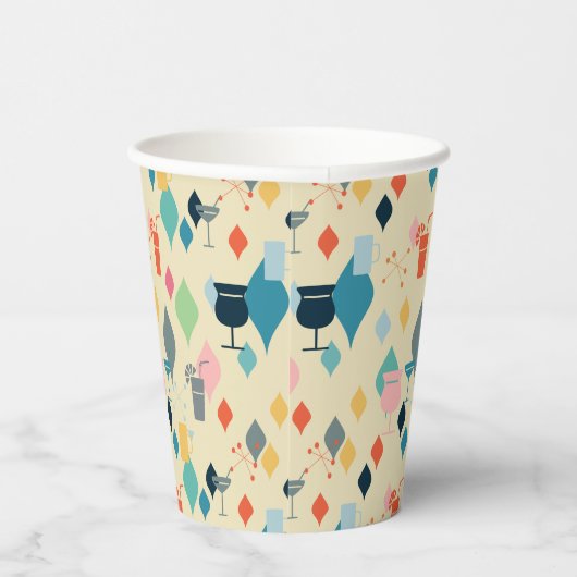 Moderne Drinken uit de midden van de eeuw Papieren Bekers (Rechts)