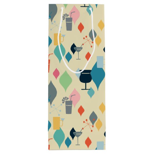 Moderne Drinken uit de midden van de eeuw Wijn Cadeautas (Achterkant)