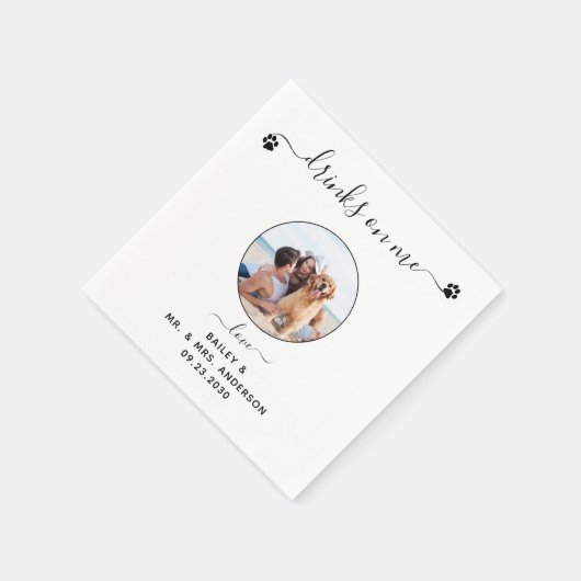 Moderne Drinken van foto's op me hondenweduwschap Servet (Hoek)