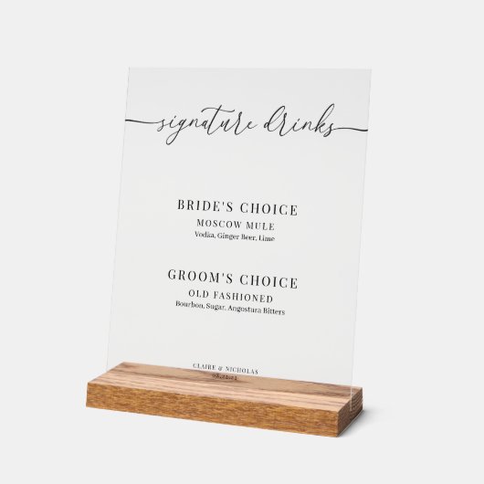 Moderne Drinken voor huwelijkshandtekeningen Acryl Bord (Hoek)