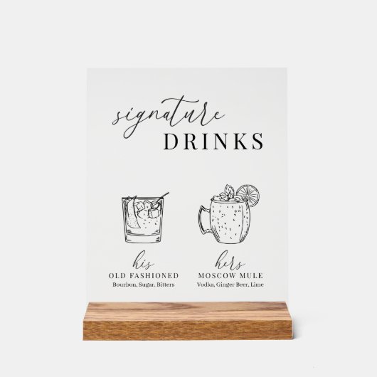 Moderne Drinken voor zwarte en witte handtekeninge Acryl Bord (Voorkant)