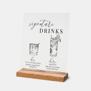 Moderne Drinken voor zwarte en witte handtekeninge Acryl Bord