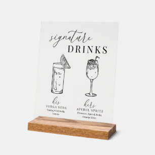 Moderne Drinken voor zwarte en witte handtekeninge Acryl Bord