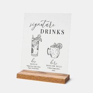 Moderne Drinken voor zwarte en witte handtekeninge Acryl Bord