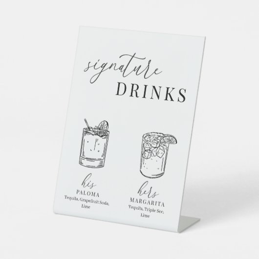 Moderne Drinken voor zwarte en witte handtekeninge Reclamebord Met Voetstuk (Voorkant)