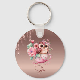 Moderne Drip Rose Goud Monogram Gepersonaliseerd U Sleutelhanger