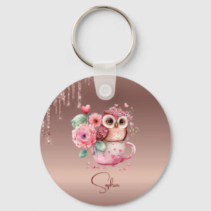Moderne Drip Rose Goud Monogram Gepersonaliseerd U Sleutelhanger
