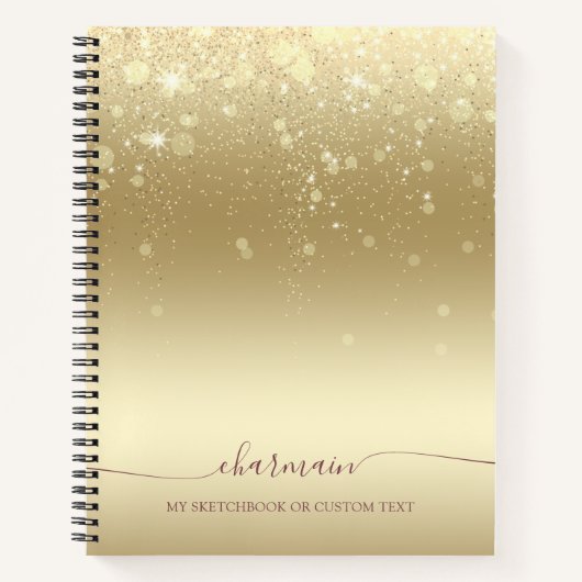Moderne Drips Gouden Glitter Schets Notitieboek (Voorkant)