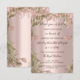 Moderne drips Roos Gold Bridal Wedding Floral Kaart