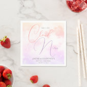 Moderne Dromerige Pastel Roze Cloud Nine Bruidsmei Servet (Insitu)