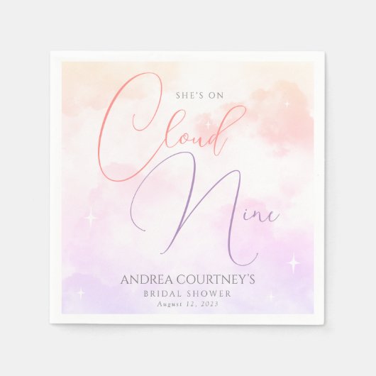 Moderne Dromerige Pastelroze Cloud Nine Bruidsmeis Servet (Voorkant)