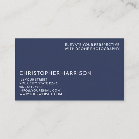 Moderne Drone Operator Fotografie Marine Wit Visitekaartje (Achterkant)