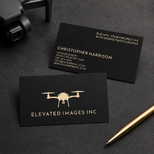Moderne Drone Operator Fotografie Zwart Goud Visitekaartje