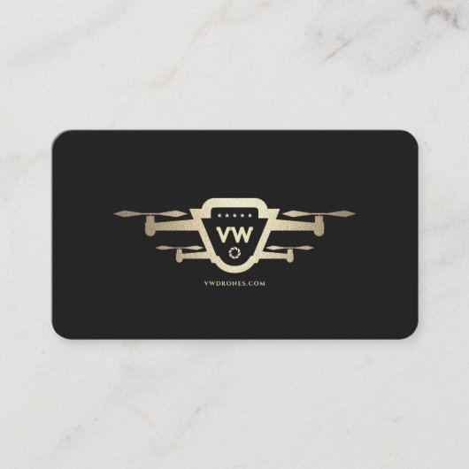 Moderne drone operator monogram Elegant zwart goud Visitekaartje (Voorkant)