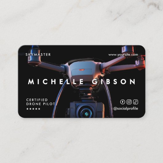 Moderne Drone Operator Professionele UAV Pilot Visitekaartje (Voorkant)